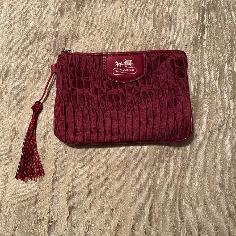Coach burgundy wristlet coin purse
